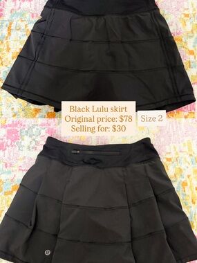 lululemon athletica Black Athletic Skirt